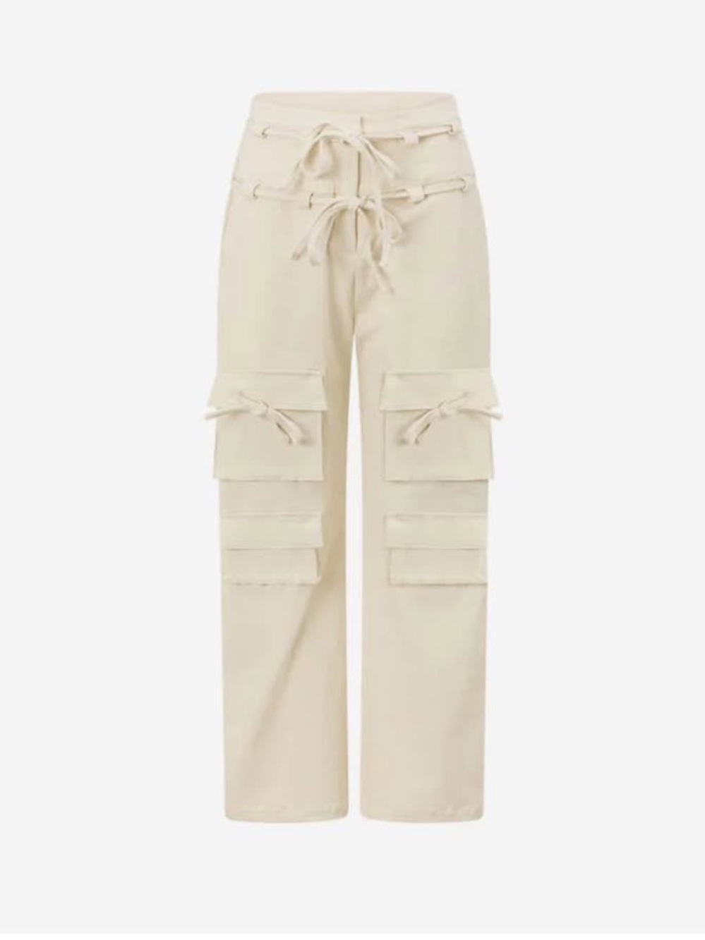 Sabo Skirt jaicee pant Cream Wide-Leg Cargo Trousers with Drawstring Details